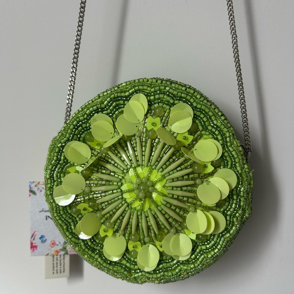 Viral Beaded Lime Made in India Crossbody Bag